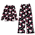 Miniatyrbild 1 av 5: Hello Kitty Långärmad Skjorta Byxor Pyjamas Set Kawaii Pyjamas Dam Sömnkläder Black Pink L