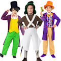 Miniatyrbild 1 av 4: Willy Wonka Oompa Loompa Cosplay-dräkt Halloween Maskeraddräkt Barn Pojkar Kläder #2-Wonka Black Hat M