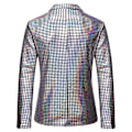 Miniatyrbild 2 av 4: Sequin Blazer för Män med Spetsig Krage, Färgblock, Glansig Sparkle Sportjacka Silver M