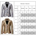 Miniatyrbild 4 av 4: Sequin Blazer för Män med Spetsig Krage, Färgblock, Glansig Sparkle Sportjacka Gold XL