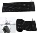 Silicone Keyboard, 109 Keys Waterproof Portable Flexible Keyboard, Foldable Silent Keyboard with USB 2.0 for PC Laptop (Black)