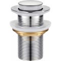 Universal Pop-up Sink Drain without Overflow Protection, Automatic Drain Plug with Push-Open Valve, Chrome-Plated Stainless Steel, for...