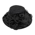 Women's Church Hat Lace Bow Temperament Foldable Flat Top Sun Hat for Wedding Black