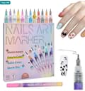 12 Pieces Nail Art Pen Marker Set 0.5mm Fine Tip for Precise Graffiti Treatment
