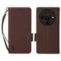 Futteral til ZTE Blade A76 5G med håndleddsrem, litchi-tekstur PU-skinn lommebokfutteral Brun Brown Brown