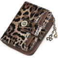 XJYDNCG Women's Short Trifold Wallet - RFID Blocking - Black Leopard Print