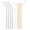 8X Stainless Steel Straws with Cleaner + Storage Bag Silver