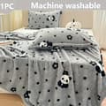 Glamorous Flannel Blanket with Panda Motif - Reversible, All-Season, Multifunctional Comfort - 100% Polyester, Machine Washable Polychrome Polychrome