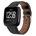 Läderarmband med runt spänne för Fitbit Versa 2 / Fitbit Versa / Fitbit Versa Lite Black