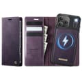 iPhone 17 Pro Protective Leather Case with MagSafe, Wallet Purpur