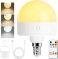 2 E14 Rechargeable LED Bulbs 2500MAH Tri-color Dimmable with Remote Control 2pcs