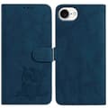 Kompatibelt etui til iPhone 16e Ugle Trykt PU Læder Pung Telefoncover med Håndledsrem Blue