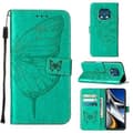 Til Nokia XR20 Præget Sommerfugl Læder Telefonetui Green