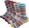 Warm Socks, 5 Pairs Women's Wool Socks for Winter Soft and Thick