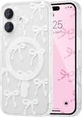 Magnetic Case for iPhone 17, Bow Case Compatible with MagSafe, Wireless Slim Transparent Strap Aesthetic Phone Case Anti-Yellowing C{hw}[J]