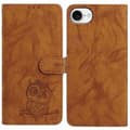 Compatible Case for iPhone 16th Owl Printed PU Leather Wallet Phone Case with Wrist Strap Brown