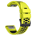 Miniatyrbillede 2 af 5: Til Garmin Fenix 7/ 7 Pro Silikonurrem 22mm Dual Color Band med 3 rækker huller Lime Black