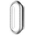 Miniatyrbillede 3 af 5: Til Xiaomi Smart Band 8 Rhinestones Dekor Ur Ramme PC Hul Beskyttende Etui Electroplating Silver