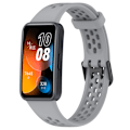 Miniatyrbilde 2 av 5: For Huawei Band 8 Pustende Silikon Smart Watch Rem, Komfortabel Bruk Håndleddsrem Grey