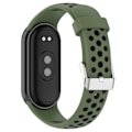 Miniatyrbillede 1 af 5: Dual-farvet silikoneurrem til Xiaomi Smart Band 8, med rustfrit stål-stik Army Green Black