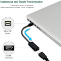 Pikkukuva 3 / 3: Mini Dp - Hdmi-sovitinmuunnin, joka on yhteensopiva Macbook Air Pro, Microsoft Surface Pro 3 4:n, Mac Minin, näytön, projektorin jne. Black