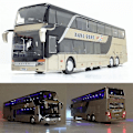 Miniatyrbillede 2 af 2: Bus Model 1:32 High Simulation Twin Sightseeing Blinkende legetøjsbil