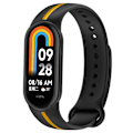 Miniatyrbilde 5 av 5: Myk silikonklokkebånd for Xiaomi Smart Band 8 tofarget justerbar håndleddsstropp med spenne/gul D Xiaomi Smart Band 8