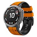 Miniatyrbillede 2 af 5: For Garmin Tactix 7 Pro/Fenix 7X/Fenix 6X Pro silikone urrem udskiftning dobbelt farve smart ur rem 26mm Orange Black