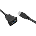 Miniatyrbillede 1 af 5: 1M Stikkontaktkabel USB 3.0 Auto Bil Flush Mount Han til Hun Forlængerledning Instrumentbræt Panel Firkantet Lydledning til Motorcykel (Enkelt Port)