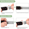 Miniatyrbillede 4 af 4: Rustfrit stål Mesh Loop Justerbar Armbånd Udskiftningsrem til Fitbit Luxe/luxe Special Edition Fitness Tracker Damer Mænd (champagne guld) Silver
