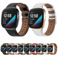 Miniatyrbilde 3 av 3: For Fitbit Versa 4 / Sense 2 Round Tail Genuine Leather Watch Band VST Pink