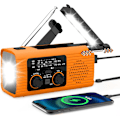 Miniatyrbild 1 av 5: AM/FM/NOAA Soldriven Vevradio 2000mAh med Belysning och SOS-larm (Orange)