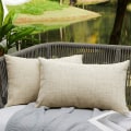 Miniatyrbillede 2 af 4: Udendørs puder til terrassemøbler Vandtætte pudebetræk Firkantet havepude Bondegårdslinned Pudebetræk Skal til terrasse Telt Sofa 18x1 Cream 12 * 20 Inch