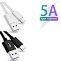 Pikkukuva 2 / 5: 0,3m/1m/1,5m/2m Led 5a USB Type C -kaapeli pikalatausjohto Samsung Galaxy Mi Huawei Note 7 Data USB-c -kaapelin laturin johto