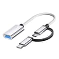 Pikkukuva 1 / 4: Sovittimet 2-in-1 USB-naaras Micro USB/TYPE-C OTG -kaapeliin (hopea)