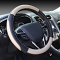 Miniatyrbillede 1 af 4: Sort Og Beige Microfiber Læder Auto Bilrat Cover Universal 15 Tommer