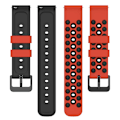 Miniatyrbillede 3 af 5: Til Garmin Venu 2 Plus/Venu Sq 2 Universal 20mm Blød Silikone Urrem Stort Hul Design Dobbelt Farve Urrem Red  Black
