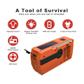 Miniatyrbild 3 av 5: Am/Fm/Noaa Solcellsdriven Radio Med Handvev, Med Sos-larm, 2000Mah (Orange)
