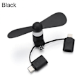 Pikkukuva 1 / 5: 3 in 1 Travel Kannettava matkapuhelin Mini Tuuletin Jäähdytysjäähdytin Android Type-c Micro USB C Ipad Iphone 5 6 6s 7 Plus 8 X Xs black