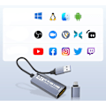 Pikkukuva 2 / 4: 4K HDMI-USB-A/USB-C-videokaappauskortti, Full HD 1080P USB 2.0 -kaappaus, video- ja äänitallennus pelaamiseen ja suoratoistoon
