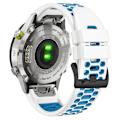 Miniatyrbillede 1 af 5: For Garmin Fenix 7/ 7 Pro Silikonurrem 22mm Dual Color Band med 3 rækker huller White Blue