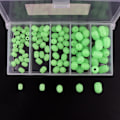 Miniatyrbilde 4 av 5: Myk plast, selvlysende fiskekuler (100 stk) - grønne runde kuler