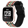 Miniatyrbillede 1 af 5: Til Fitbit Versa etnisk stil ægte læderurrem LEQ Colorful