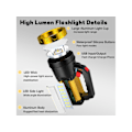 Miniatyrbillede 2 af 6: Genopladelig LED Lommelygte, 4 Tilstande, Bærbar (Sort)