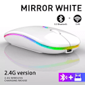 Miniatyrbilde 1 av 5: Trådløs RGB Ultratynn Mus, 2.4Ghz Oppladbar Bluetooth, Ergonomisk Design (Hvit)