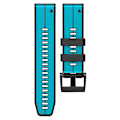 Miniatyrbillede 4 af 5: Til Garmin Descent G1/Fenix 7/Fenix 6 Pro/Fenix 5 Plus Dual Color Silikonurrem Smart Watch Band 22mm Sky Blue Black
