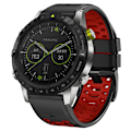Miniatyrbillede 4 af 5: Til Garmin Fenix 7/ 7 Pro Silikonurrem 22mm Dual Color Band med 3 rækker huller Black Red