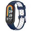 Miniatyrbilde 3 av 5: Dobbel farge justerbar håndleddsrem silikon klokkebånd for Xiaomi Smart Band 8 Blue White