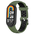 Miniatyrbilde 3 av 5: Dobbel farge justerbar håndleddsrem silikon klokkebånd for Xiaomi Smart Band 8 Army Green Black