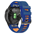 Miniatyrbillede 1 af 4: 26 mm silikone urrem til Garmin Descent Mk2 Midnight Blue Orange